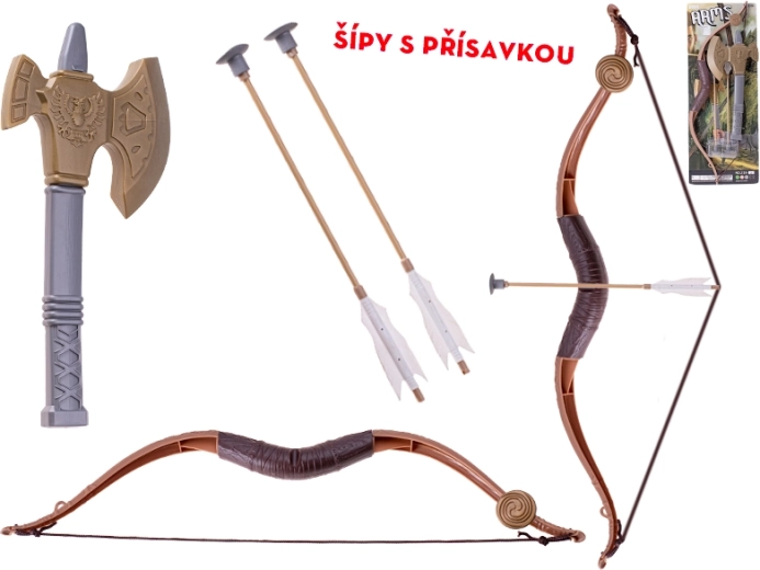 Παιδικό τόξο 57 cm με δύο βέλη με βεντούζες και πλαστικό τσεκούρι