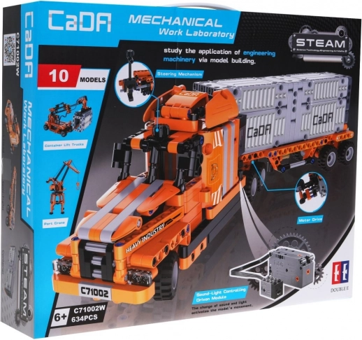 CaDA Mechanical Work Laboratory σετ κατασκευών 10 σε 1 – φορτηγό και μηχανήματα εργοταξίου 634 τεμαχίων
