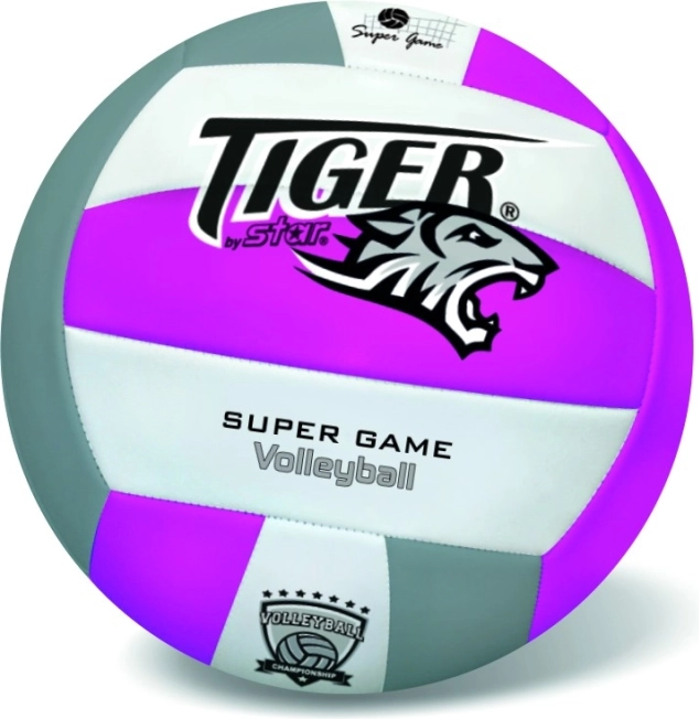 Δερμάτινη μπάλα βόλεϊ Fluo Tiger μωβ, μέγεθος 5
