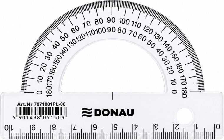 Σχολικό μοιρογνωμόνιο DONAU διαφανές 180° 10 cm - 1 τεμάχιο
