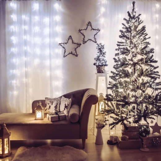 Φωτεινή κουρτίνα LED με 200 διόδους, ψυχρό λευκό, 4,2 m