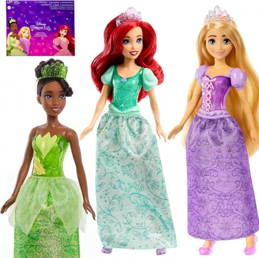 Mattel Disney Πριγκίπισσες σετ 3 κούκλες: Άριελ, Τιάνα, Ραπουνζέλ