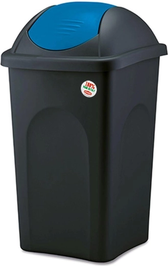 Ανακλινόμενος κάδος απορριμμάτων MULTIPAT 60 l, μαύρο-μπλε καπάκι