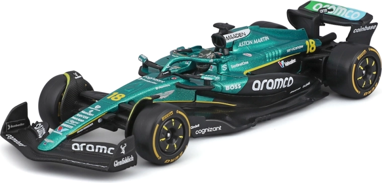 Μοντέλο Formula 1 Bburago Aston Martin AMR25 2025 #18 Lance Stroll 1:43 σε ακρυλικό κουτί