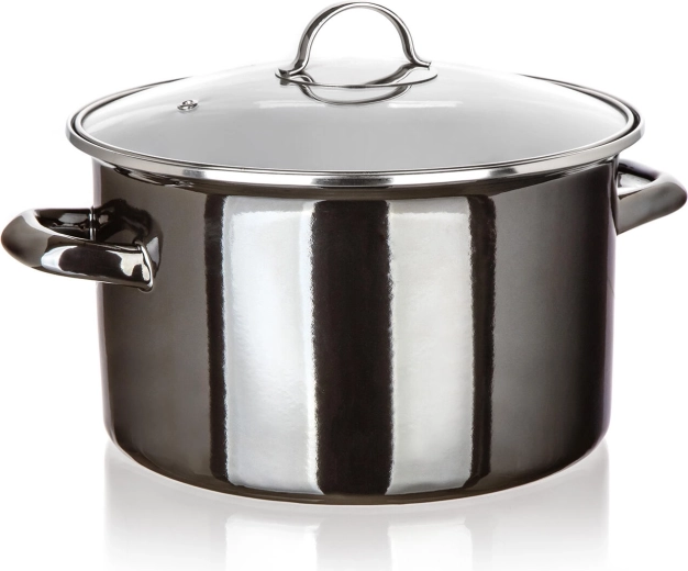 Εμαγιέ κατσαρόλα με γυάλινο καπάκι 26 cm 6 l Metallic Black