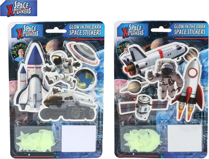 Φωσφορίζοντα αυτοκόλλητα για το δωμάτιο Space Xplorers – διαστημικά μοτίβα, 21 τεμ.