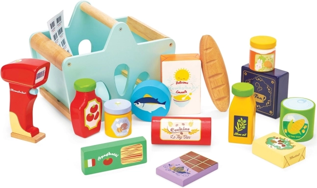 Le Toy Van ξύλινο καλάθι με τρόφιμα και σκάνερ