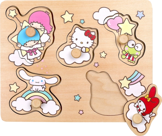 Ξύλινο παζλ τοποθέτησης με λαβές Hello Kitty