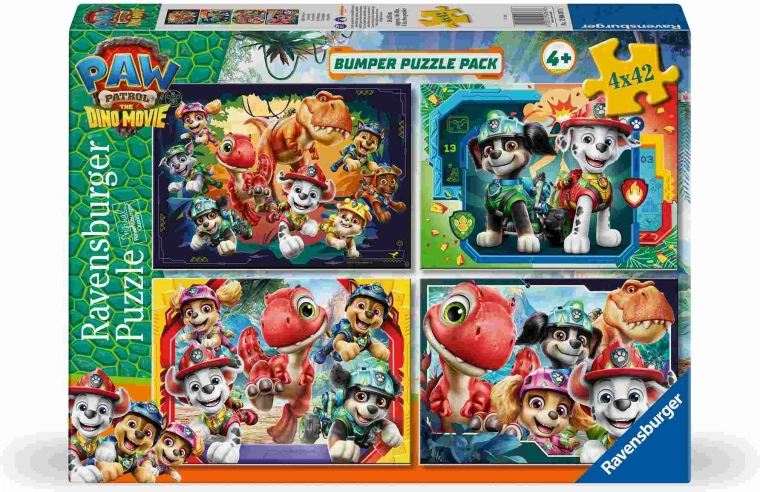 Ravensburger Paw Patrol: Η ταινία με τους δεινόσαυρους παζλ 4 x 42 κομματιών