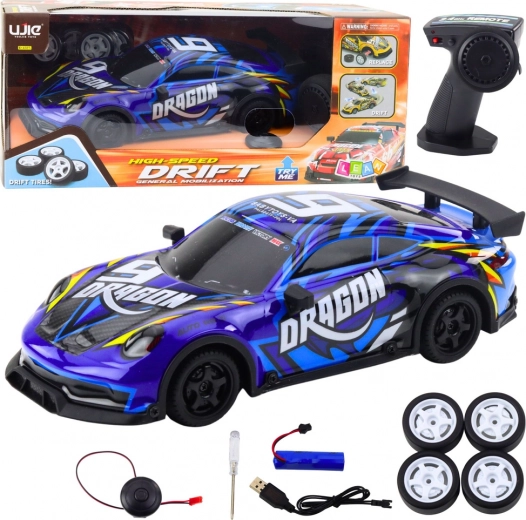 RC σπορ αυτοκίνητο με φωτιζόμενο αμάξωμα και drift – μπλε