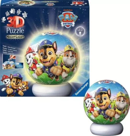 Φωτιζόμενο 3D παζλ PAW PATROL – νυχτερινή έκδοση, 72 κομμάτια