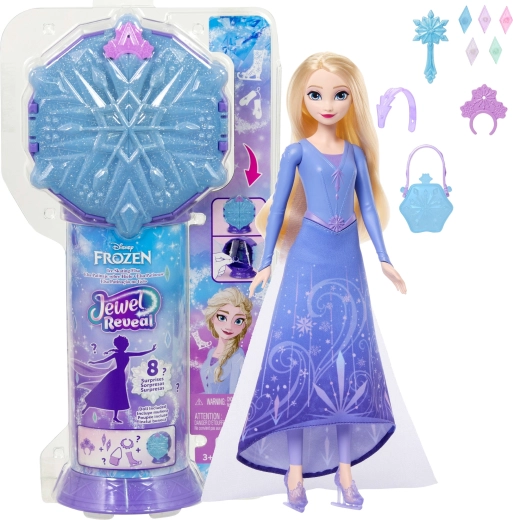 Mattel Disney Frozen Jewel Reveal κούκλα Elsa με πατίνια με αξεσουάρ