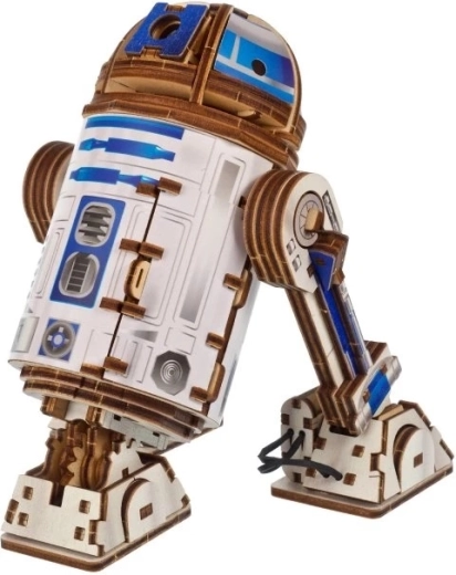 Ugears ξύλινο μηχανικό κιτ κατασκευής STAR WARS R2‑D2 με LED προβολέα