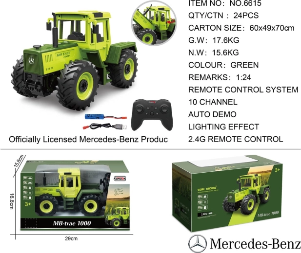 Τηλεκατευθυνόμενο πράσινο τρακτέρ Mercedes-Benz 1:24