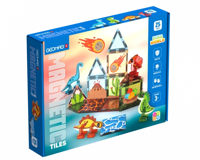 Geomag Magnetic Tiles Dino μαγνητικά πλακίδια – μαγνητικό κατασκευαστικό σετ για παιδιά