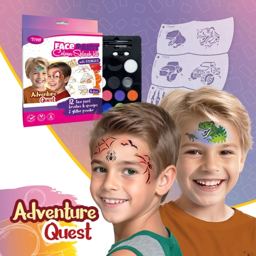 TyToo Adventure Quest σετ ζωγραφικής προσώπου με 6 στένσιλ Mosaic