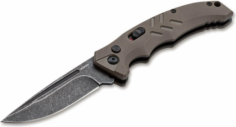 Αυτόματο τακτικό μαχαίρι Böker Plus Intention II Coyote, D2, stonewash, G10