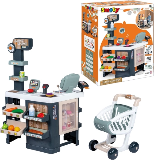 Smarty Market παιδικό σούπερ μάρκετ με ταμειακή μηχανή και καρότσι αγορών
