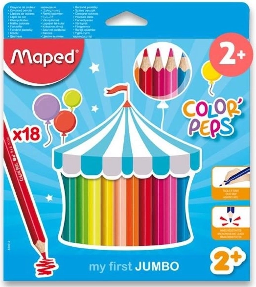 Τριγωνικές ξυλομπογιές Jumbo Color'Peps της Maped, 18 τεμ.