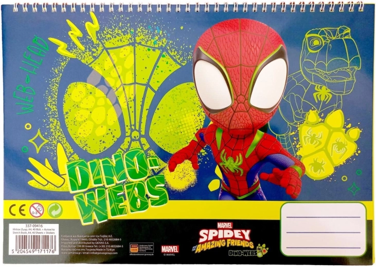 Σπιράλ μπλοκ με αυτοκόλλητα Spidey A4 - 1 τεμ.