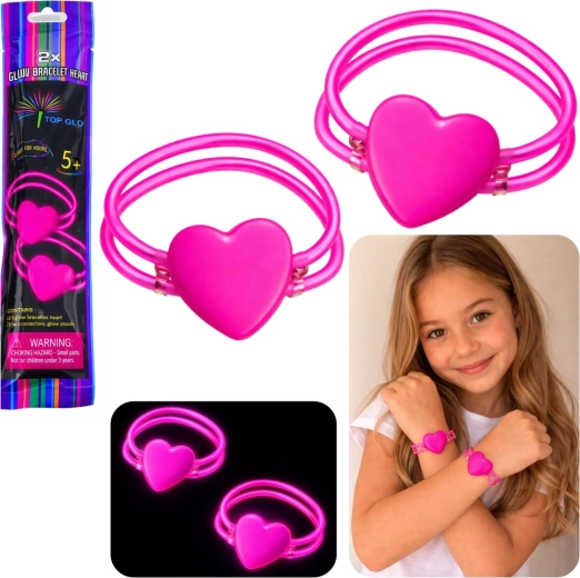 Διπλά φωτιζόμενα βραχιόλια καρδιά neon glow stick – σετ