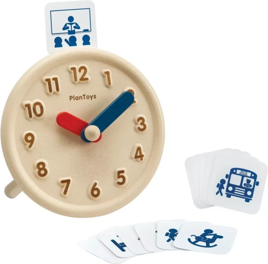 PlanToys ξύλινο εκπαιδευτικό ρολόι με κάρτες δραστηριοτήτων