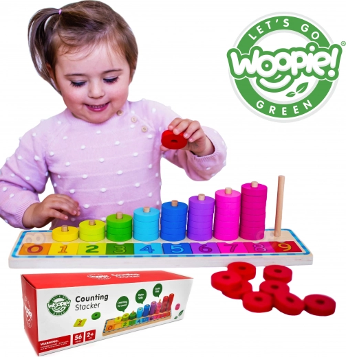 Woopie Green μοντεσσοριανό ξύλινο παιχνίδι αρίθμησης και χρωμάτων, 56 τεμάχια