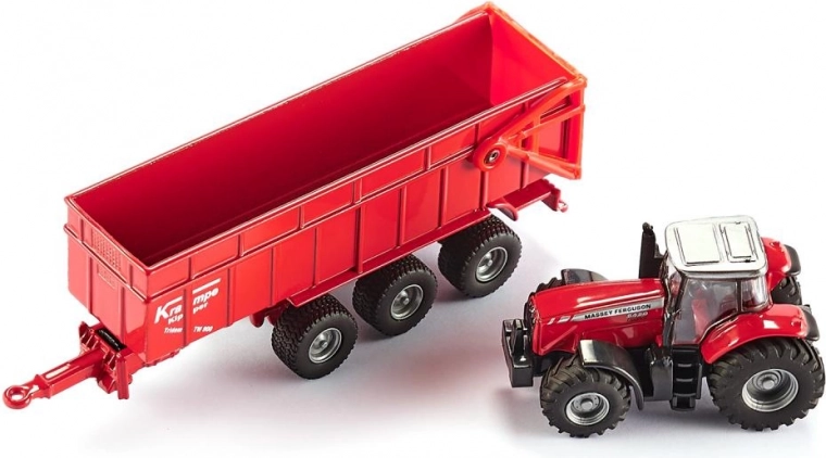 Μοντέλο τρακτέρ MASSEY FERGUSON με ρυμουλκούμενο SIKU 1:87