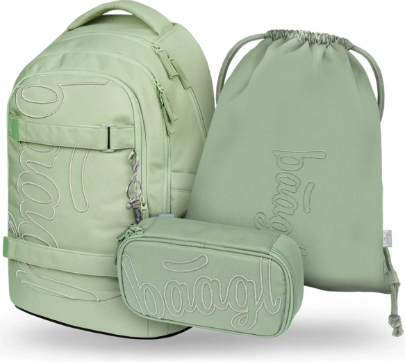 Σετ για μαθητές BAAGL Skate Max Μέντα: σακίδιο, κασετίνα, πουγκί