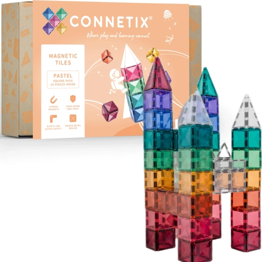 Connetix Pastel Square Pack μαγνητικό σετ κατασκευών 40 τεμαχίων