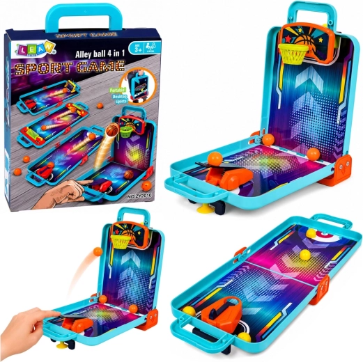 Μίνι επιτραπέζιο παιχνίδι 3 σε 1: μπάσκετ, pinball και μπόουλινγκ σε φορητό βαλιτσάκι - 1 τεμάχιο