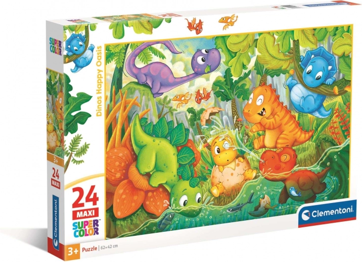 Puzzle Clementoni Χαρούμενη όαση δεινοσαύρων, maxi 24 κομμάτια