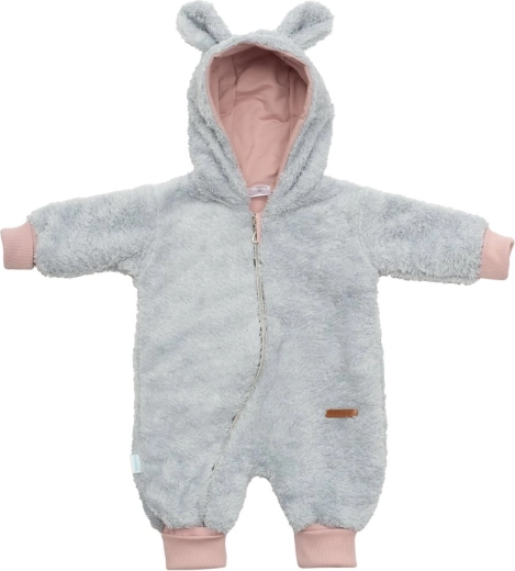 New Baby Teddy bear γκρι-ροζ παιδική χειμερινή φόρμα εξόδου