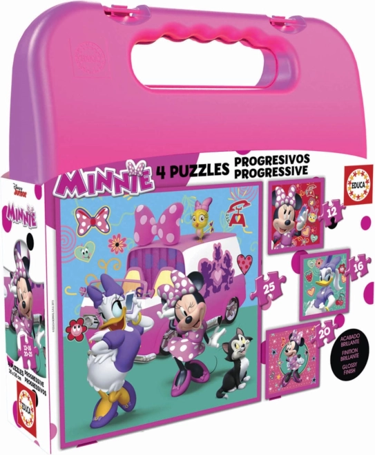 EDUCA παζλ σε βαλιτσάκι Minnie και Daisy 4σε1 για παιδιά