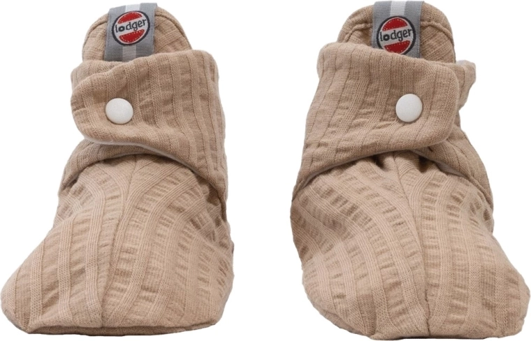 Βαμβακερά καλτσάκια-παπουτσάκια (booties) Lodger Slipper Seersucker μπεζ 0–3 μηνών