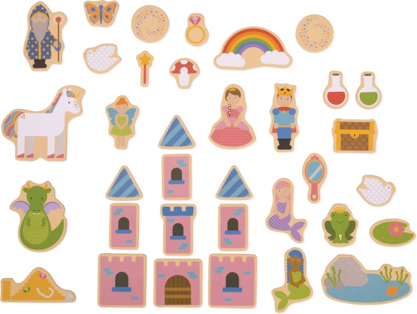 Ξύλινοι μαγνήτες παραμυθιών Bigjigs Toys – σετ 35 τεμ.