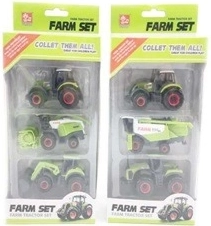 Farm service – σετ γεωργικών μηχανημάτων 1:64: τρακτέρ, θεριζοαλωνιστική και τρακτέρ με μπροστινό φορτωτή