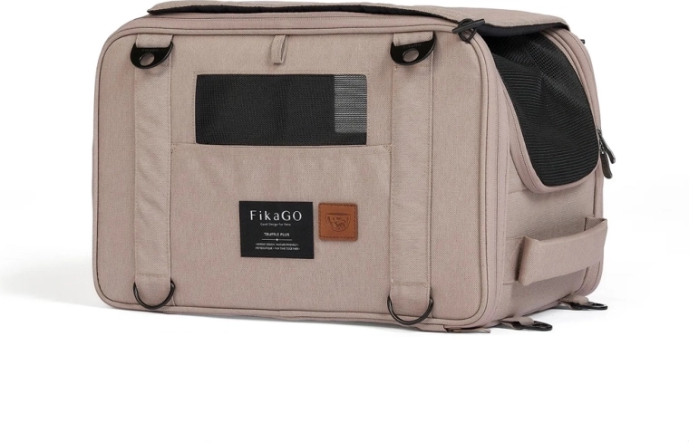 Ταξιδιωτικός μεταφορέας FikaGo Truffle Plus Sandy Beige για σκύλους και γάτες