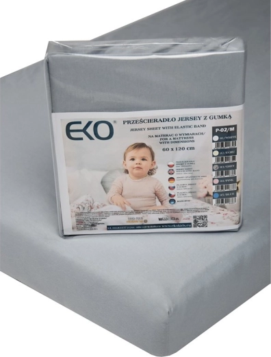EKO εφαρμοστό σεντόνι με λάστιχο ζέρσεϊ γκρι 120×60 cm