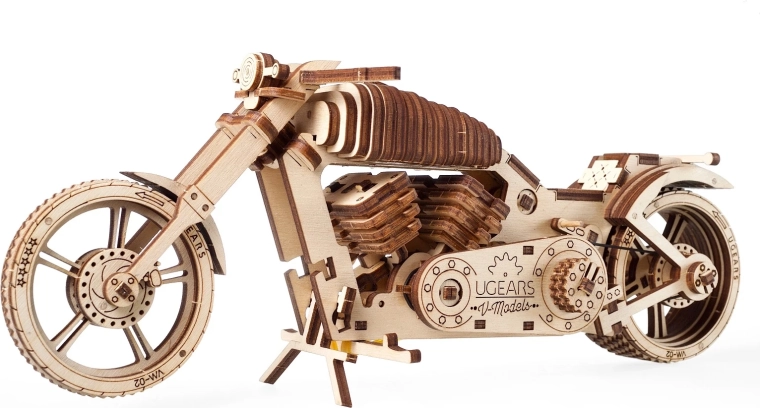 Ξύλινο 3D παζλ μηχανάκι UGEARS – μηχανικό μοντέλο χωρίς κόλλα