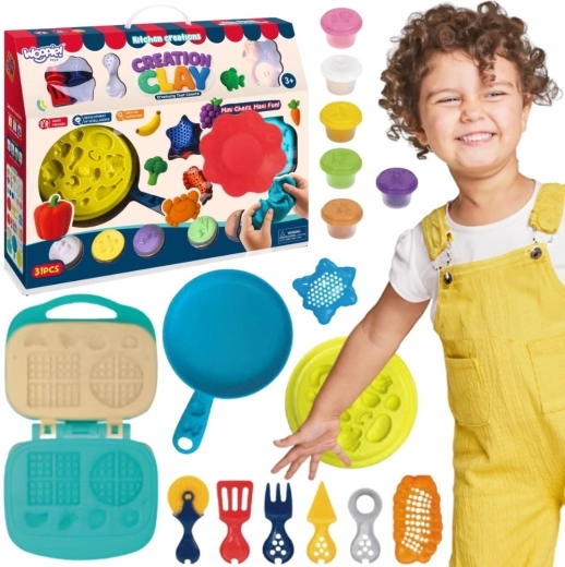 Woopie Creation Clay σετ πλαστελίνης με βαφλιέρα και αξεσουάρ κουζίνας (39 τεμ.)