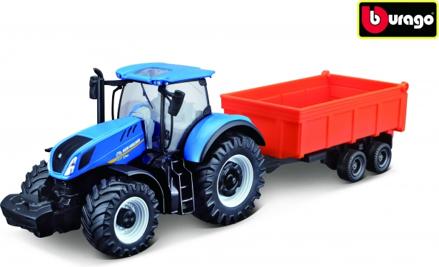 Bburago Farmland τρακτέρ NEW HOLLAND T7.315 HD με ανατρεπόμενο ρυμουλκούμενο 10 cm