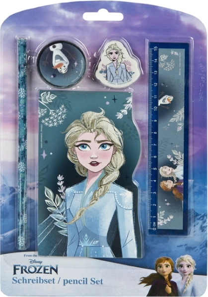 Σχολικό σετ FROZEN – μολύβι, γόμα, χάρακας, μπλοκ σημειώσεων (5 τεμ.)