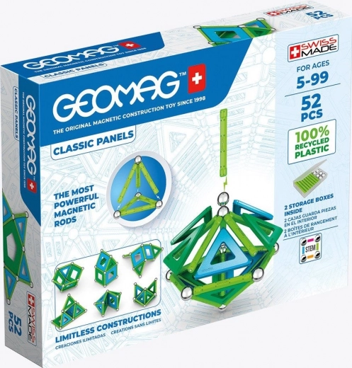 Μαγνητικό σετ κατασκευών GEOMAG Classic Panels Recycled, 52 τεμάχια
