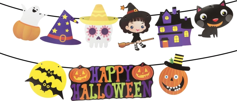Χάρτινη γιρλάντα Halloween με σχέδια - 1 τεμάχιο