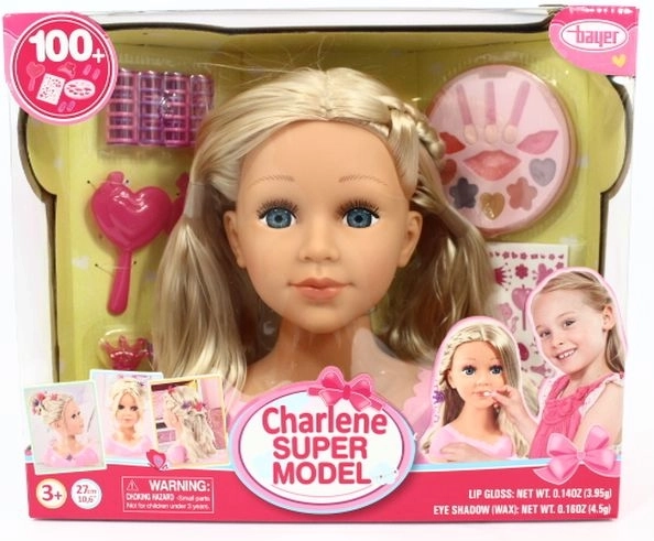 Bayer Charlene super model – κεφαλή styling ξανθιά με αξεσουάρ