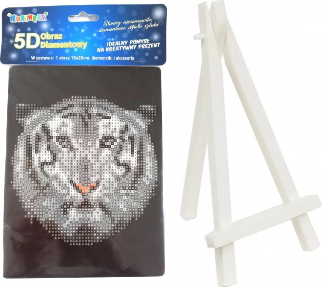 Διαμαντένια ζωγραφική λευκή τίγρη 15 × 20 cm με βάση – NORIMPEX
