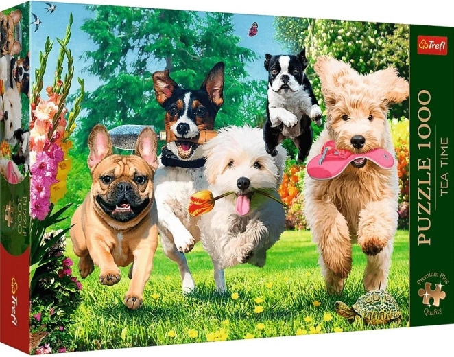 Trefl Puzzle Premium Plus Tea Time: Σκυλοπαιδική χαρά στον κήπο 1000 κομμάτια