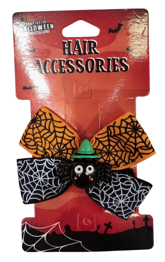 Αποκριάτικο κλιπ μαλλιών για Halloween με αραχνούλα και φιόγκο