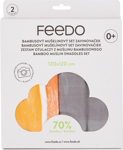 Feedo μπαμπού μουσελινά πανάκια/κουβερτάκια φασκιώματος 2 τεμ. 120 × 120 cm με εκτύπωση ουράνιου τόξου για ορόσημα